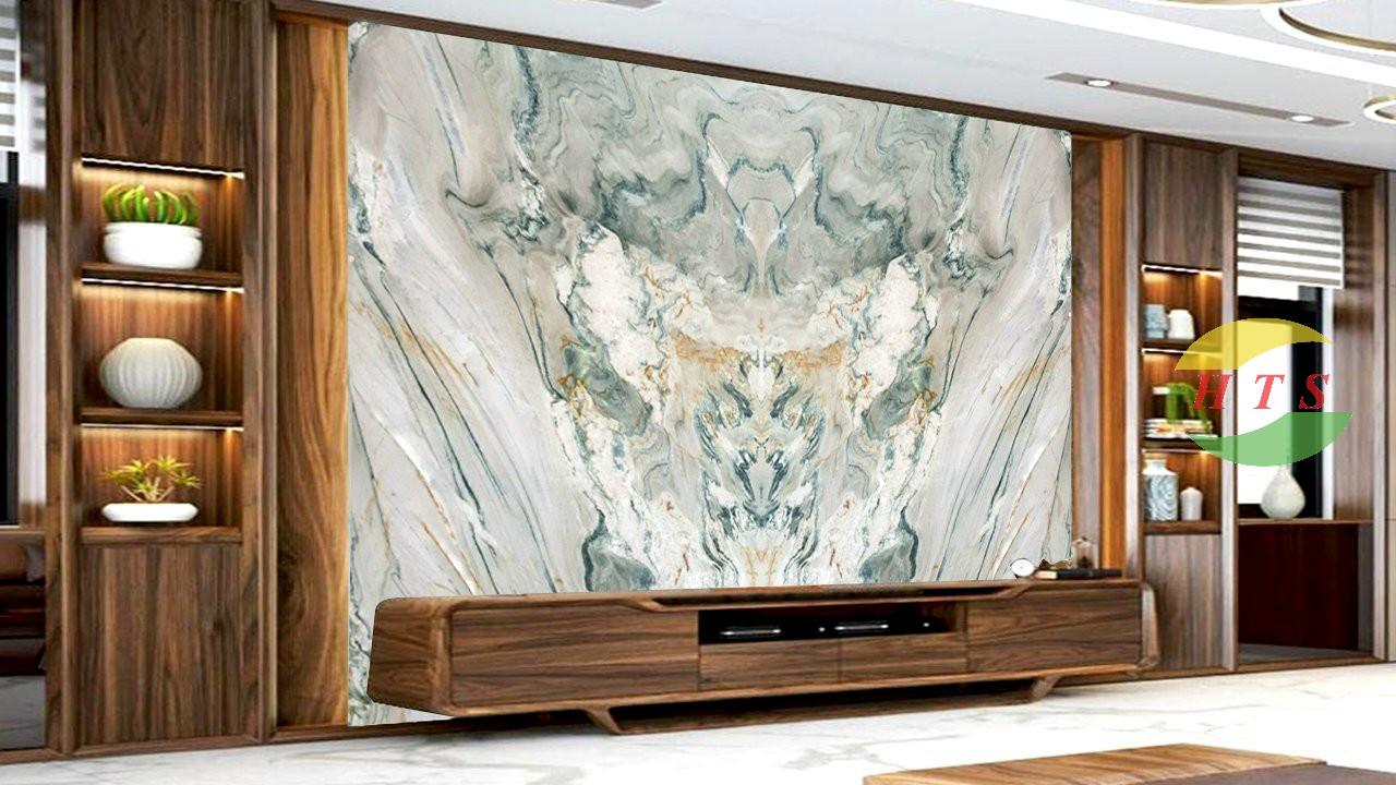 tranh đá thạch anh  trắng xanh